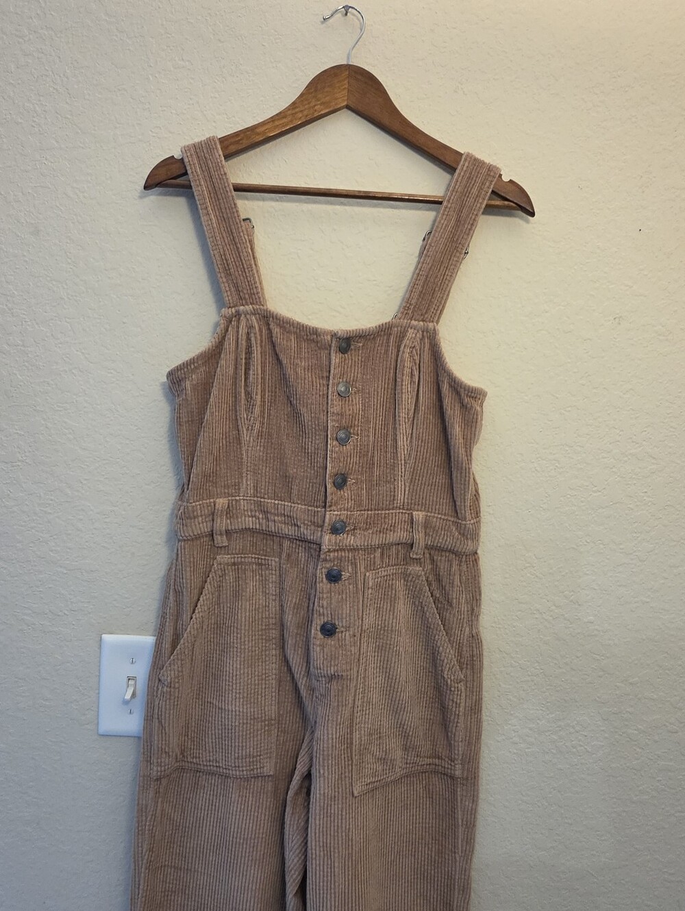 NWT Aerie Corduroy Jumpsuit Womens Small Tan Button Front Retro Style Streetwear - Picture 2 of 9